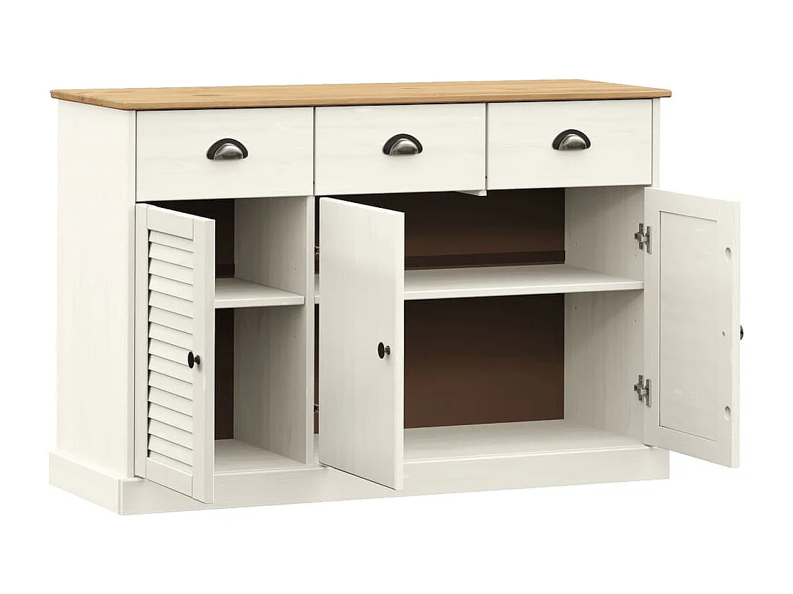 Buffet avec tiroirs VIGO 113x40x75 cm blanc bois massif de pin