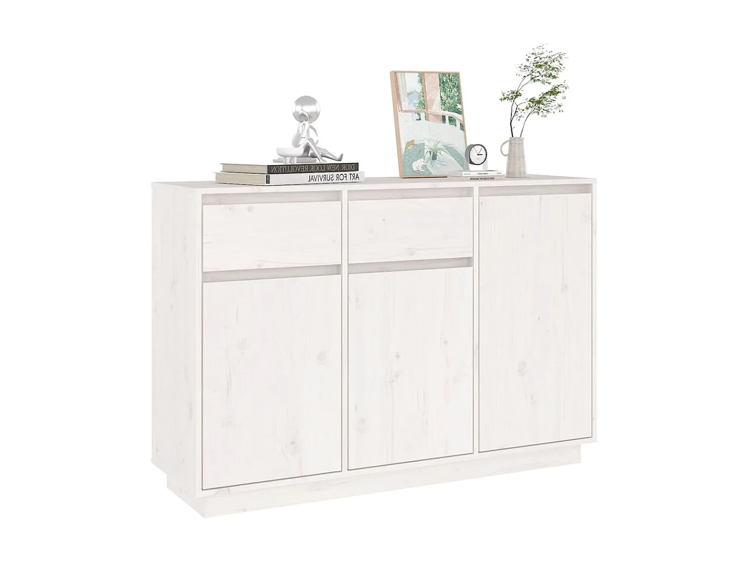 Buffet Blanc 110x34x75 cm Bois massif de pin