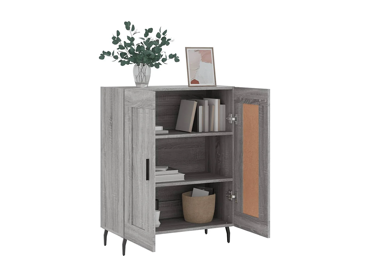 Dressoir 69,5x34x90 cm bewerkt hout grijs sonoma eikenkleurig