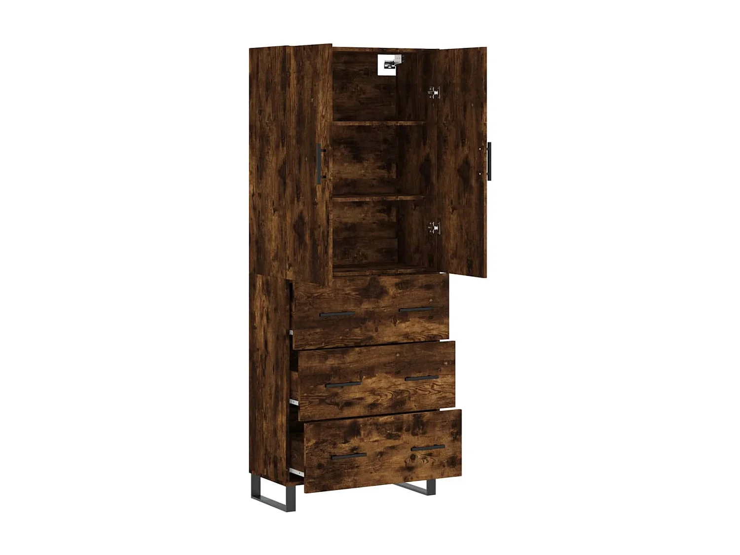 Buffet haut Chêne fumé 69,5x34x180 cm Bois d'ingénierie