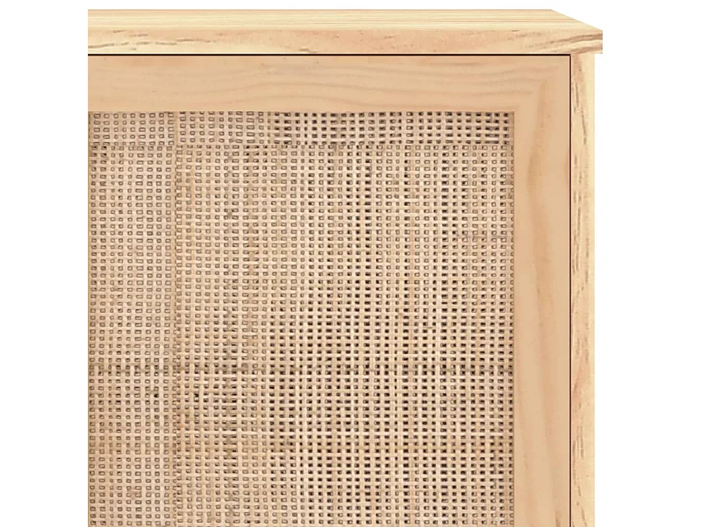 Buffet Marron 105x30x60 cm Bois de pin massif et rotin naturel