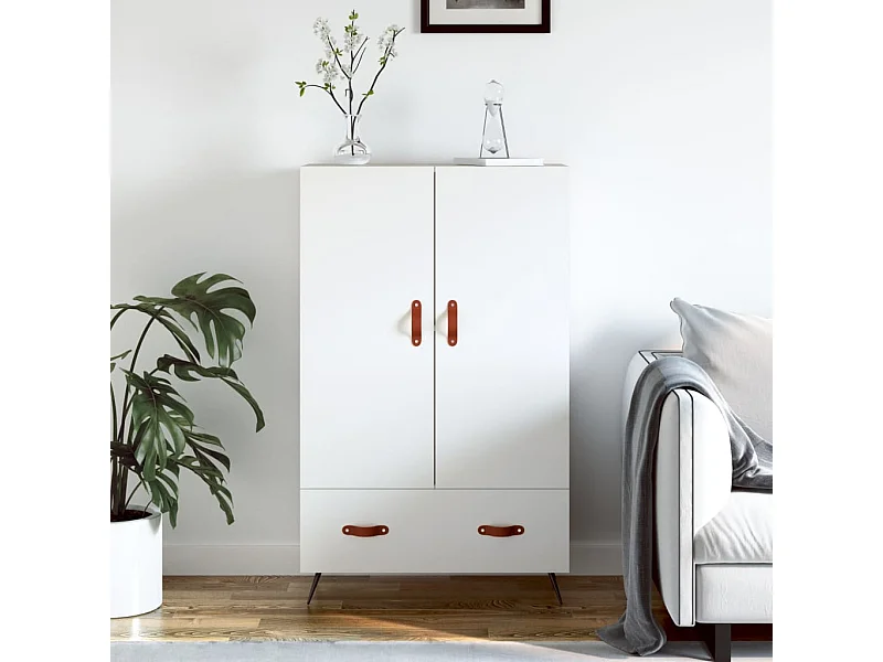 Buffet haut blanc 69,5x31x115 cm bois d'ingénierie