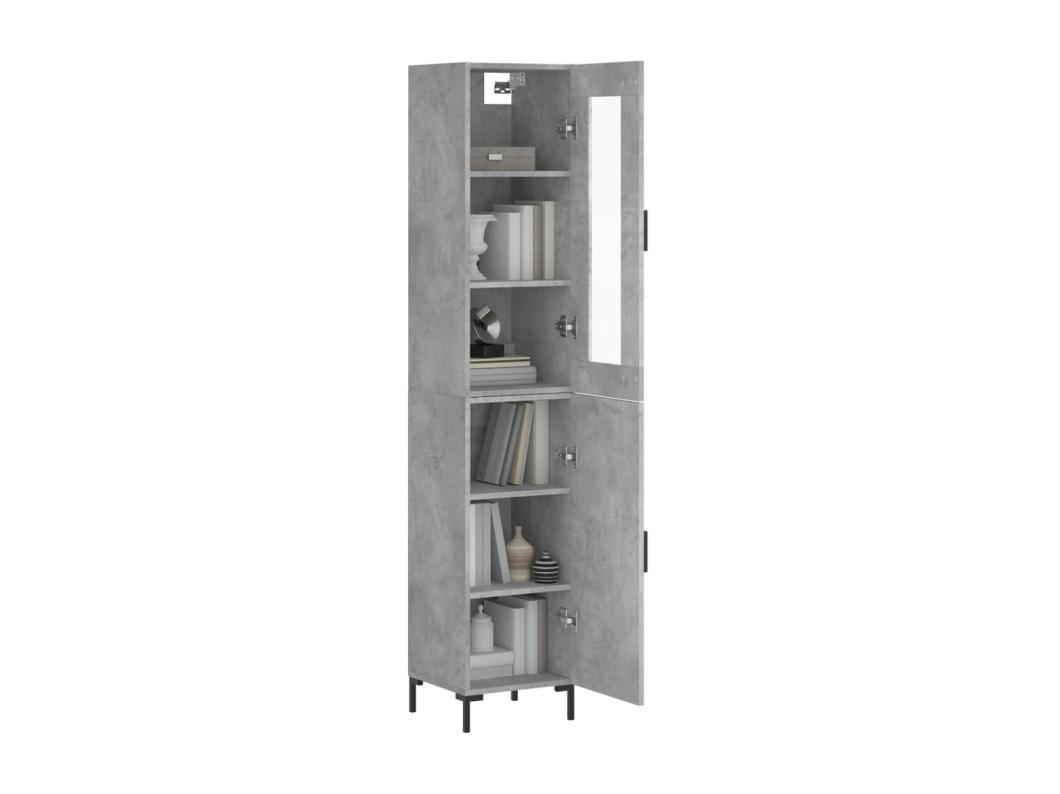Aparador de madera contrachapada gris hormigón 34,5x34x180 cm