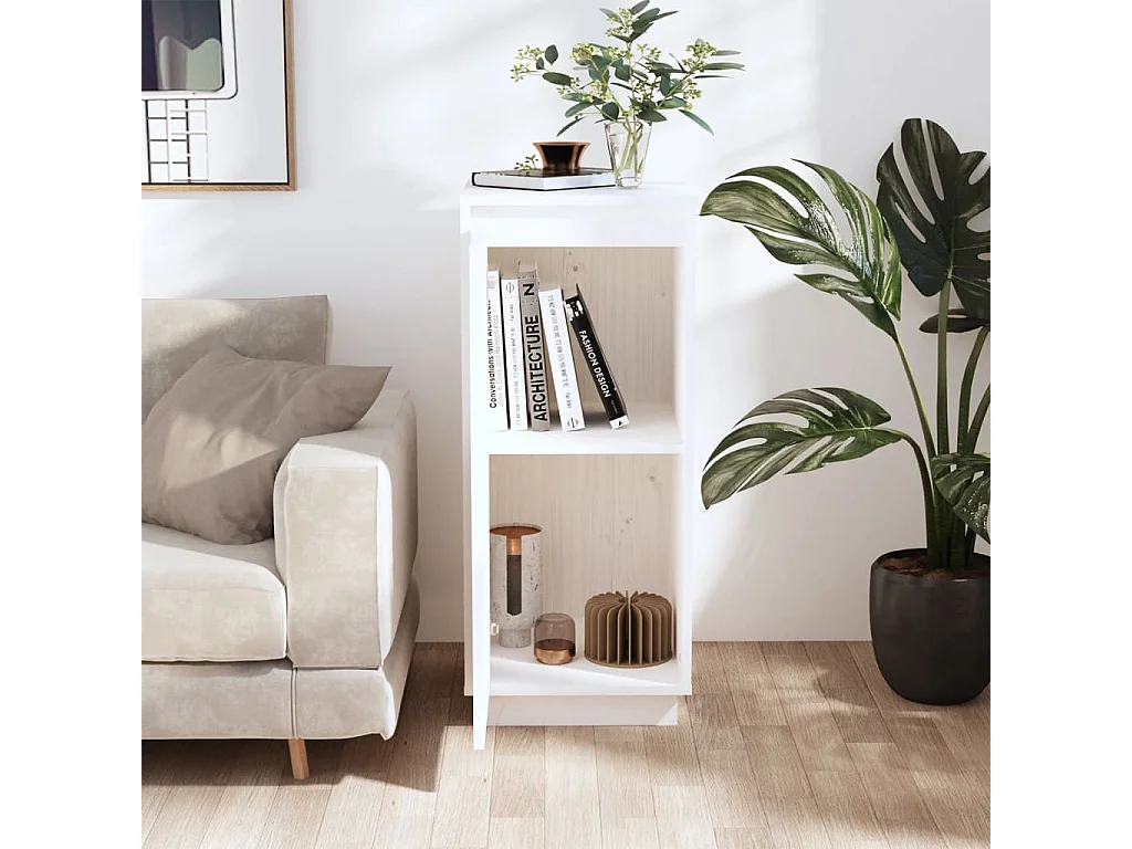 Buffet Blanc 31,5x34x75 cm Bois massif de pin