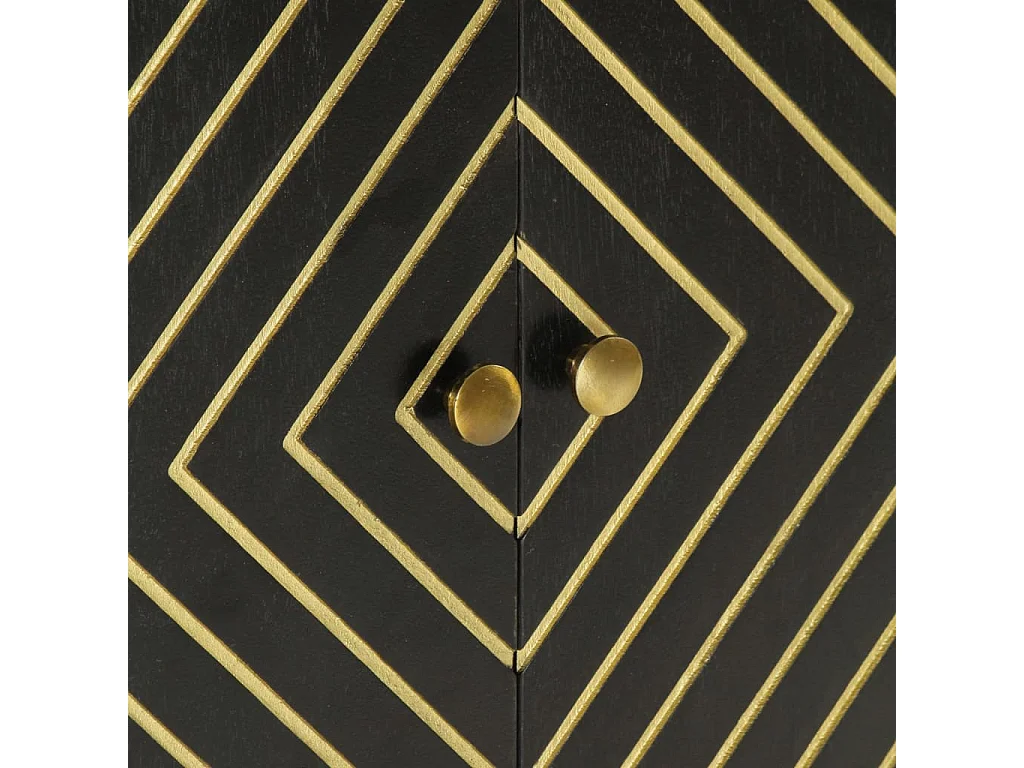 Buffet avec 2 portes noir et doré 55x30x75 cm manguier