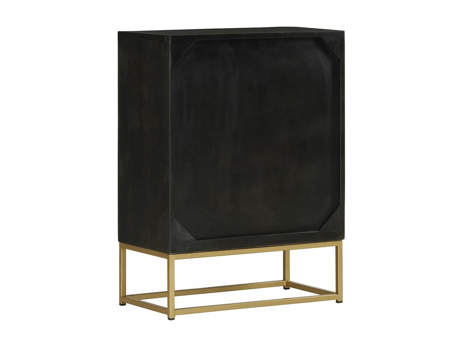 Buffet avec 2 portes noir et doré 55x30x75 cm manguier