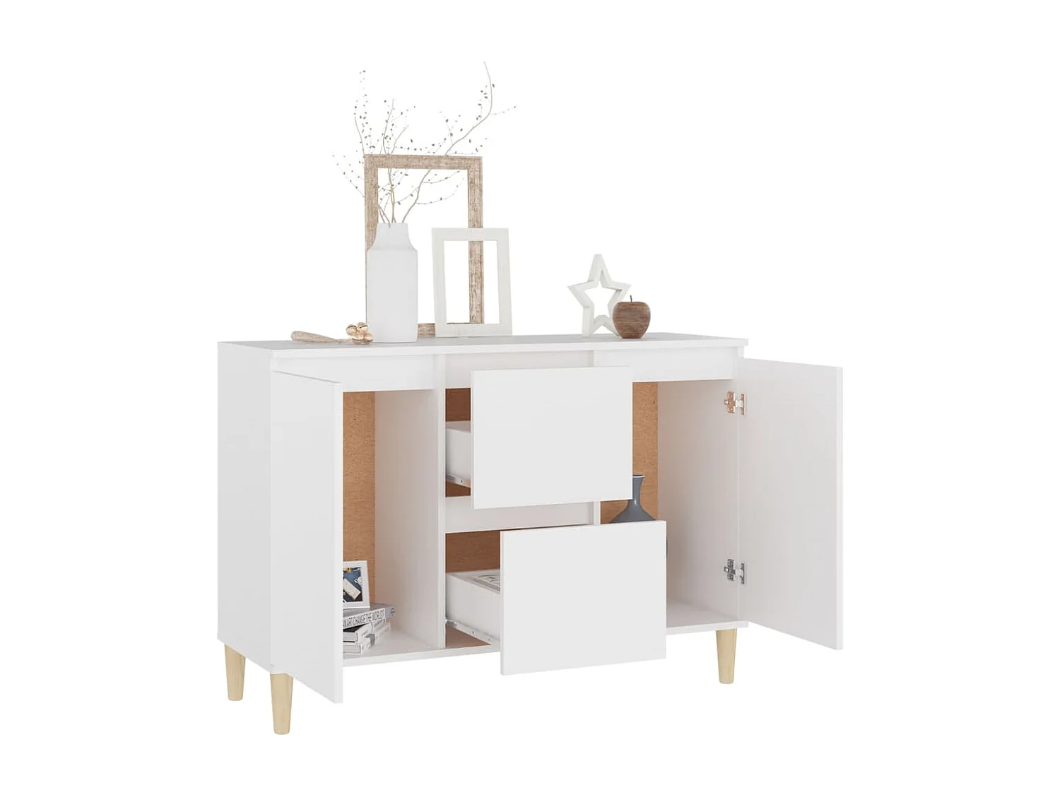 Dressoir 101x35x70 cm bewerkt hout wit