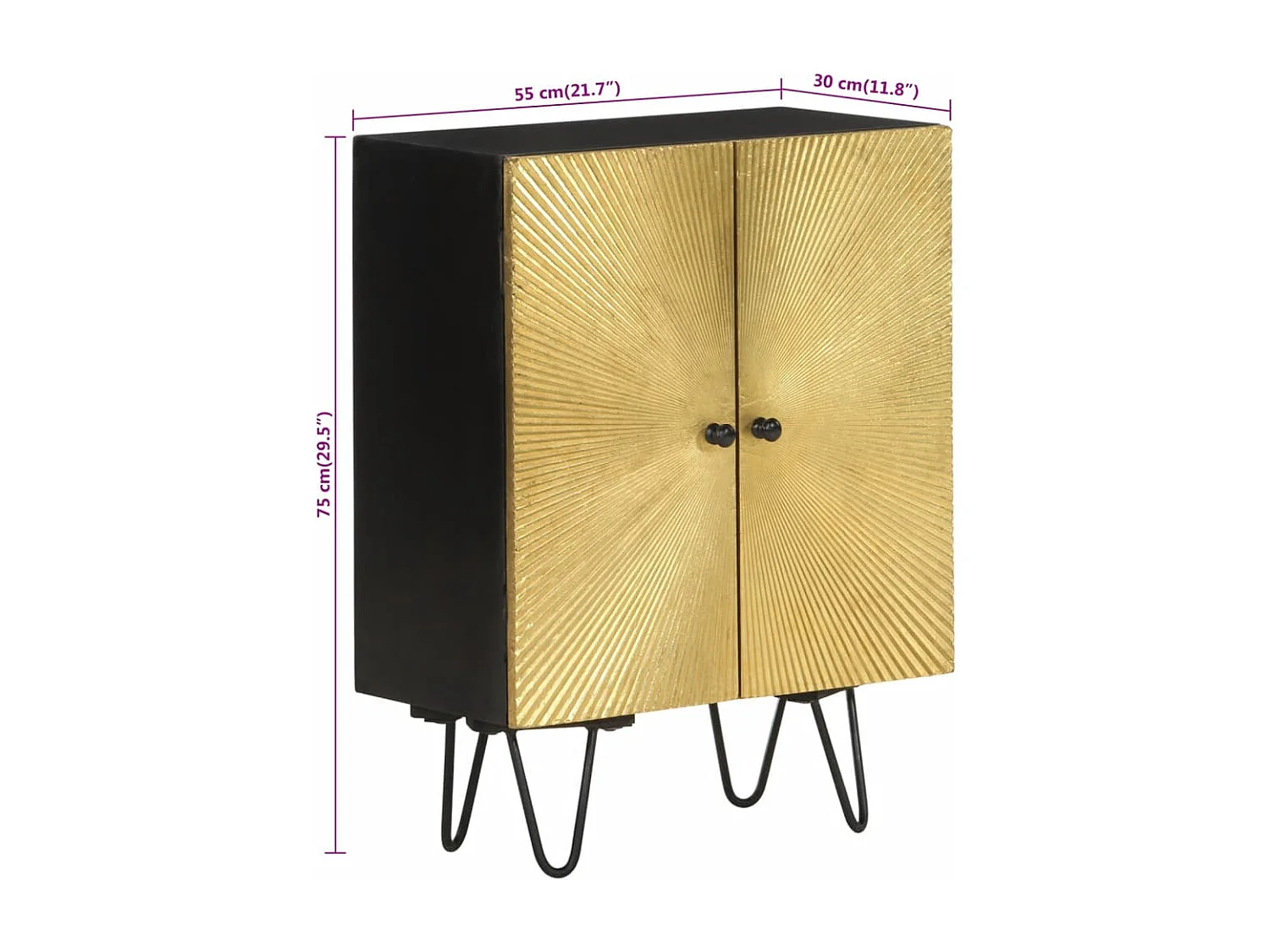 Aparador de madera maciza de mango 55x30x75 cm