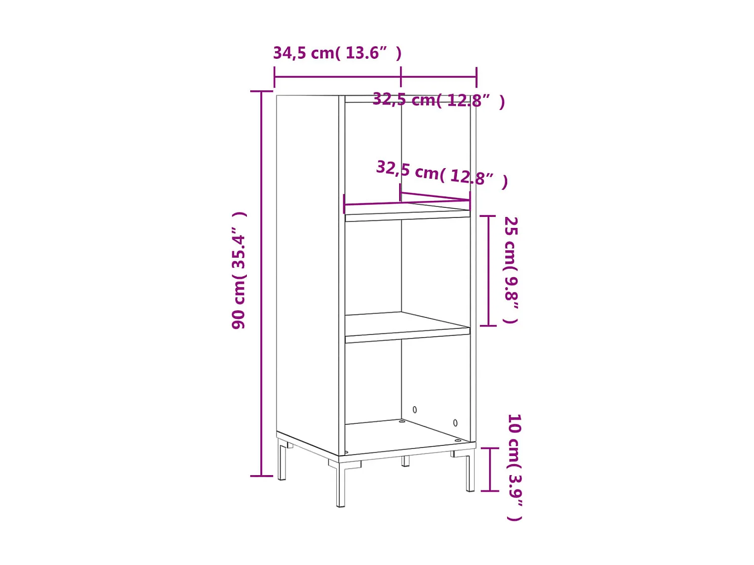 Aparador de madera de ingeniería marrón roble 34,5x32,5x90 cm