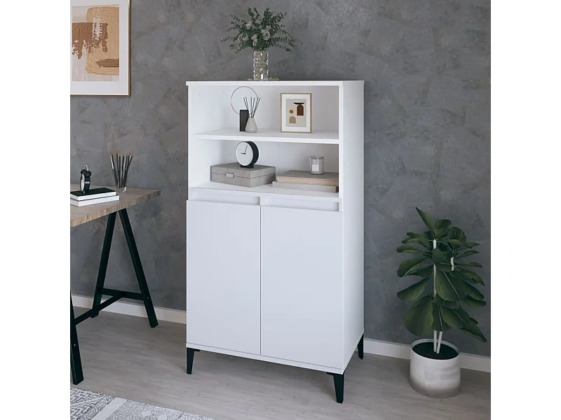 Buffet haut Blanc 60x36x110 cm Bois d'ingénierie