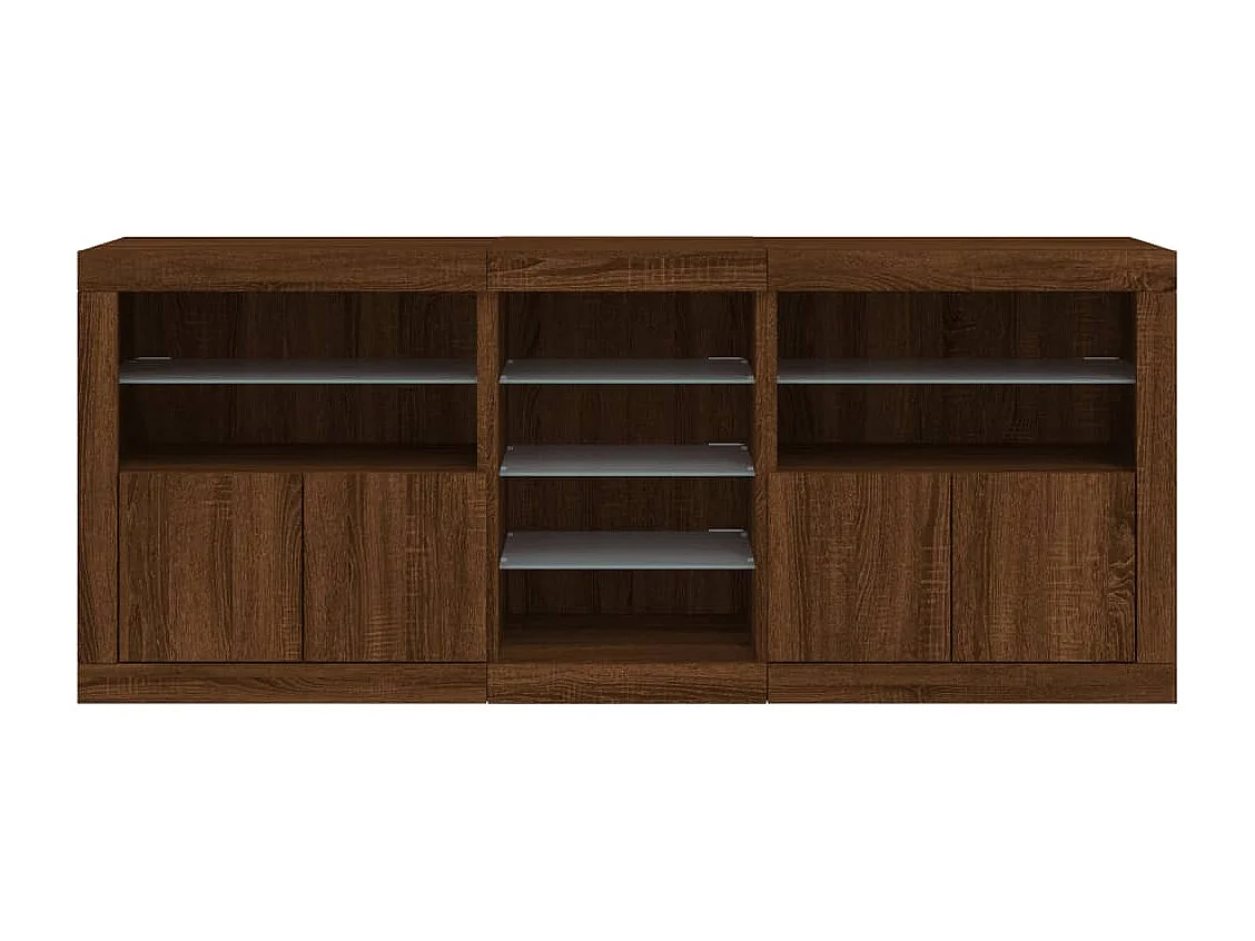 Buffet avec lumières LED chêne marron 162x37x67 cm