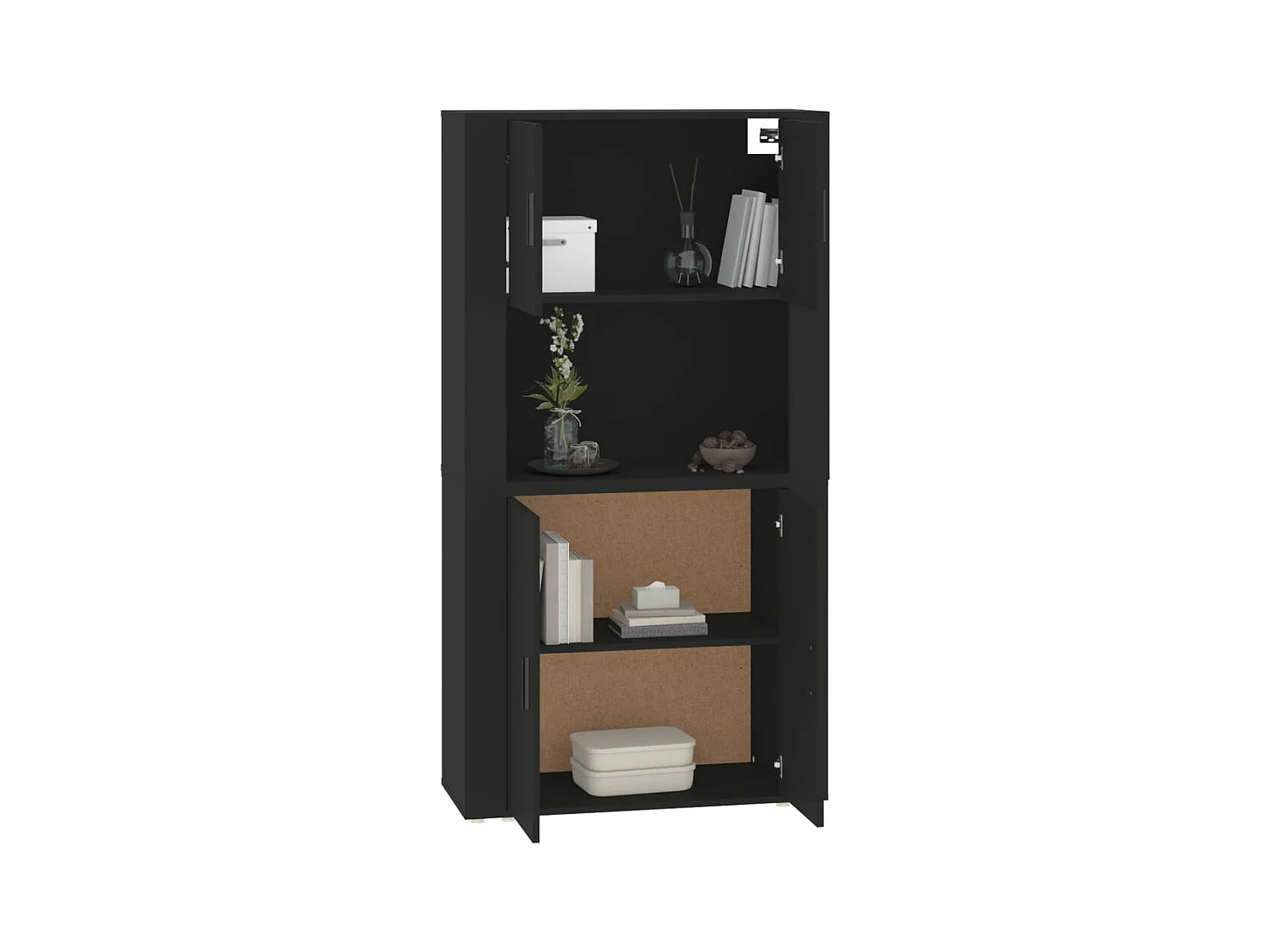 Buffet haut Noir Bois d'ingénierie