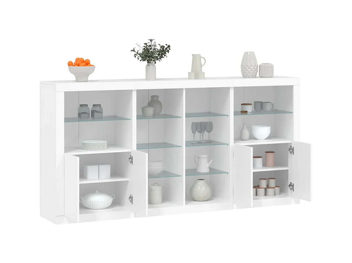 Dressoir met LED-verlichting 202x37x100 cm wit