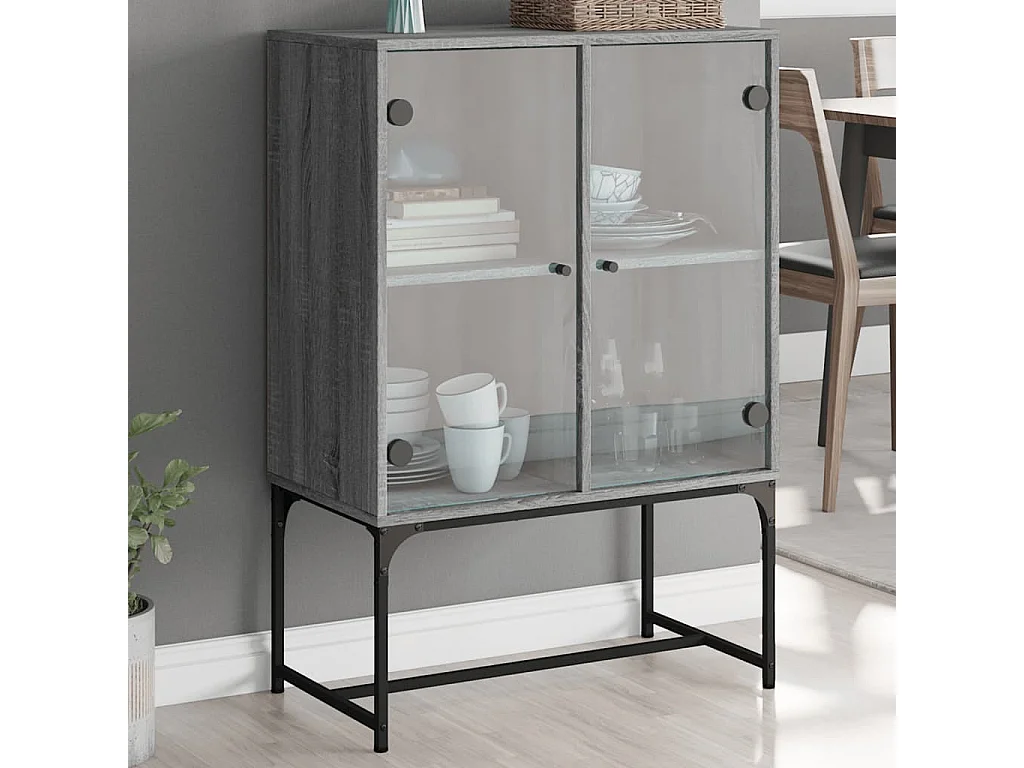 Armario auxiliar puertas de vidrio gris Sonoma 69x37x100 cm