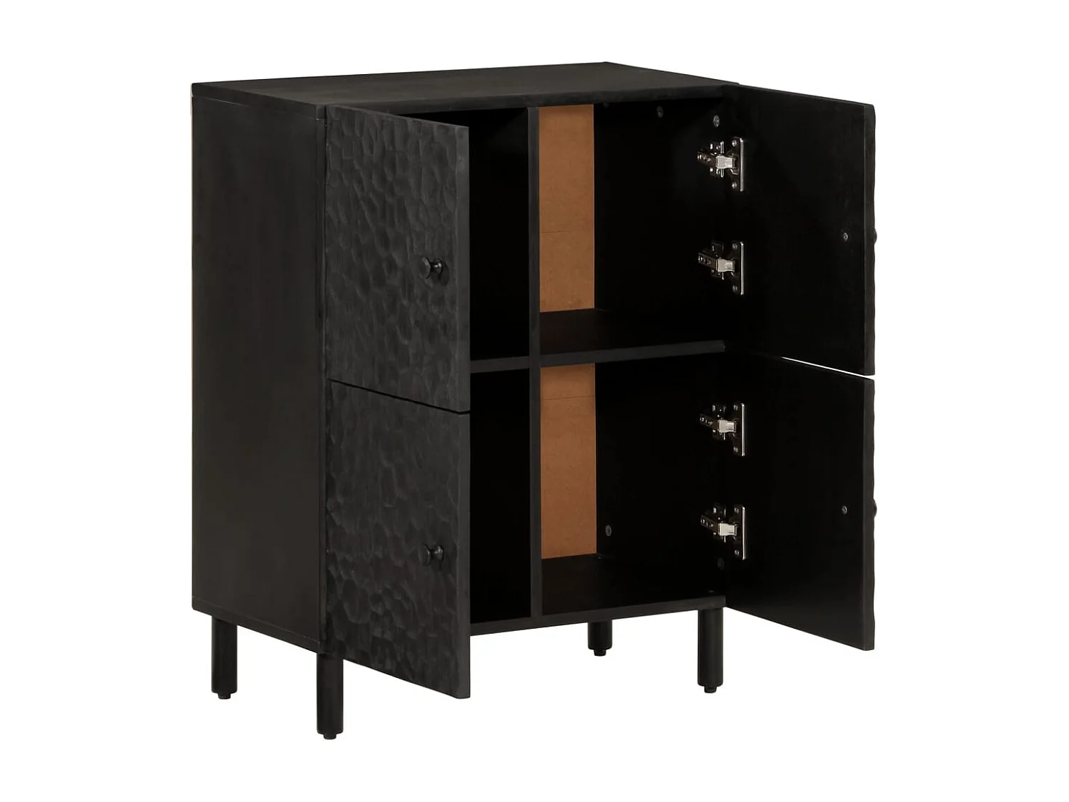 Armoire latérale noir 60x33x75 cm bois massif de manguier