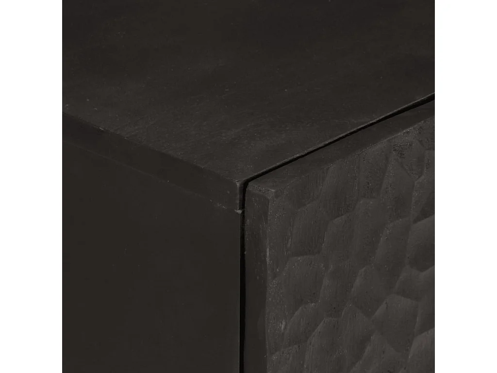 Armoire latérale noir 60x33x75 cm bois massif de manguier