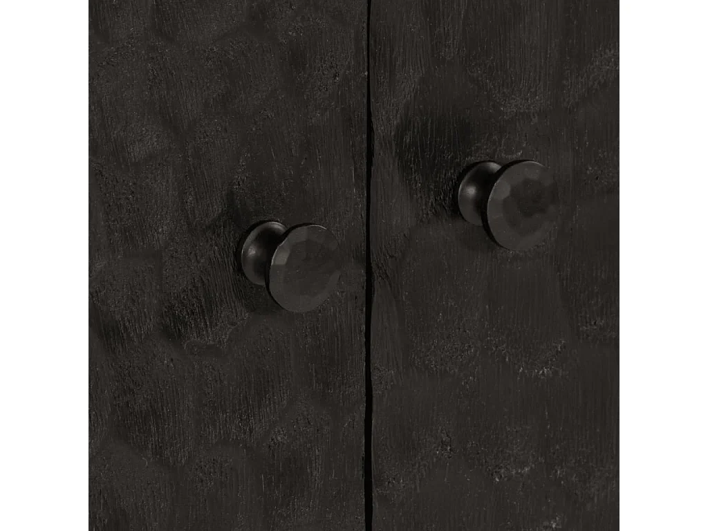 Armoire latérale noir 60x33x75 cm bois massif de manguier