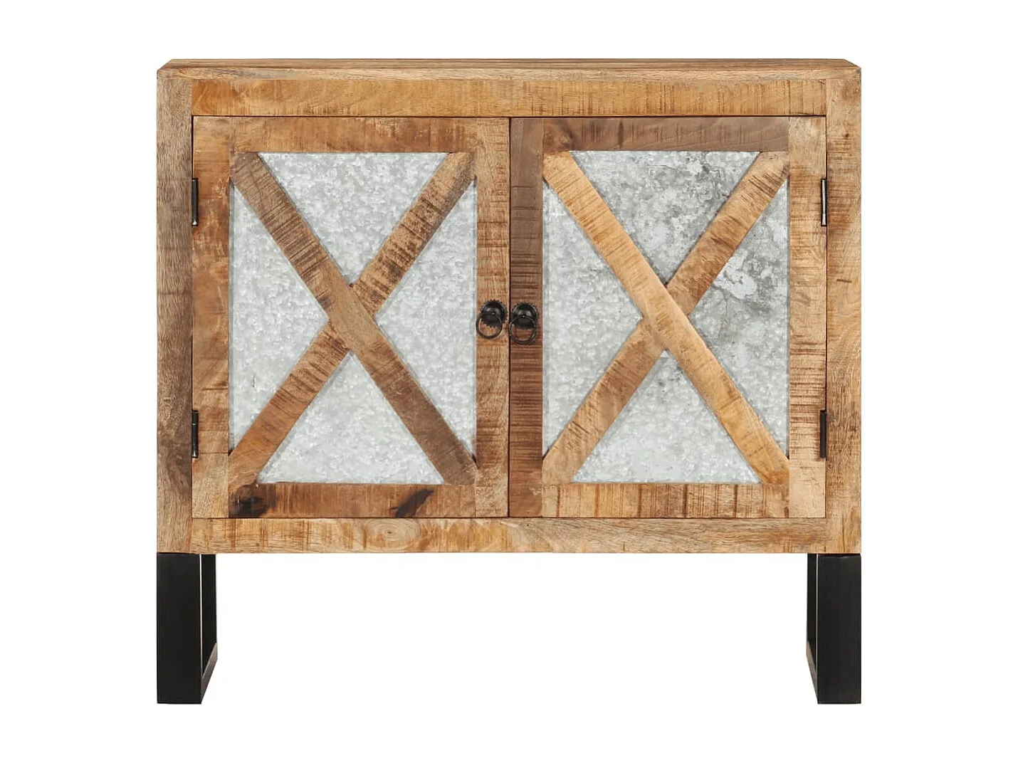 Buffet 80x30x71 cm bois de manguier brut massif et métal