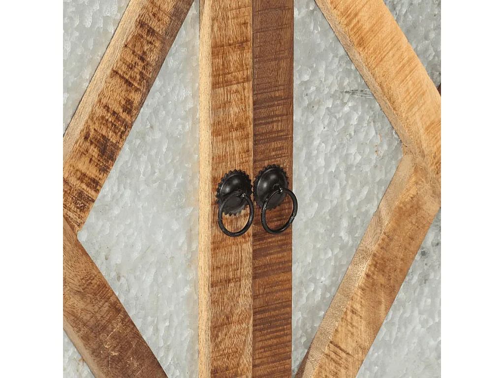 Buffet 80x30x71 cm bois de manguier brut massif et métal