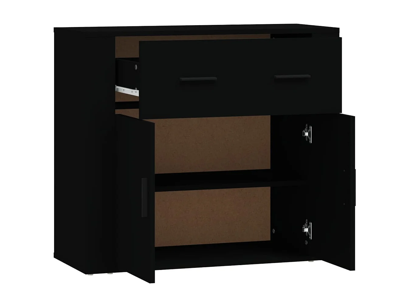 Buffet Noir 80x33x70 cm Bois d'ingénierie