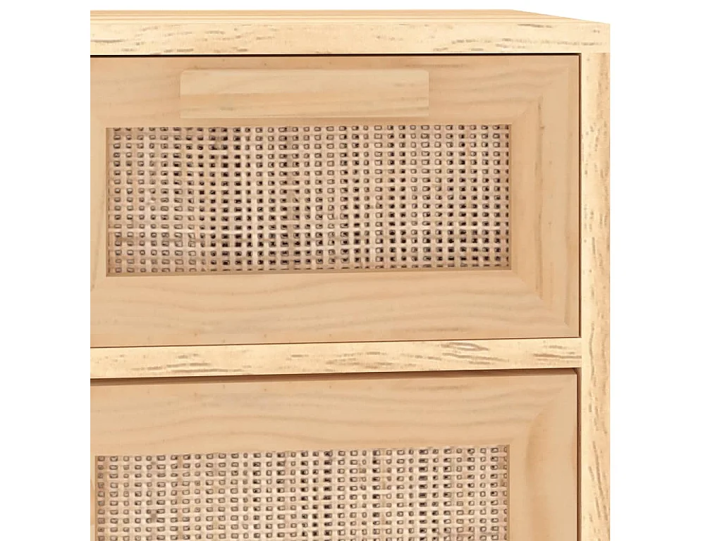 Aparador marrón madera pino maciza y ratán natural 60x30x75 cm