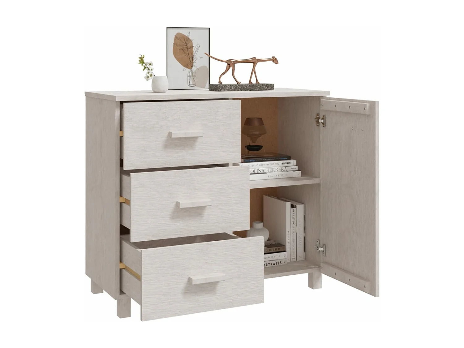 Aparador HAMAR madera maciza de pino blanco 90x40x80 cm