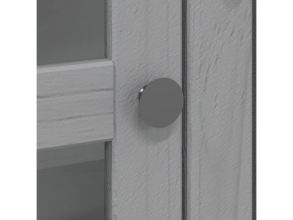 Armoire avec portes vitrées BODO gris bois de pin massif