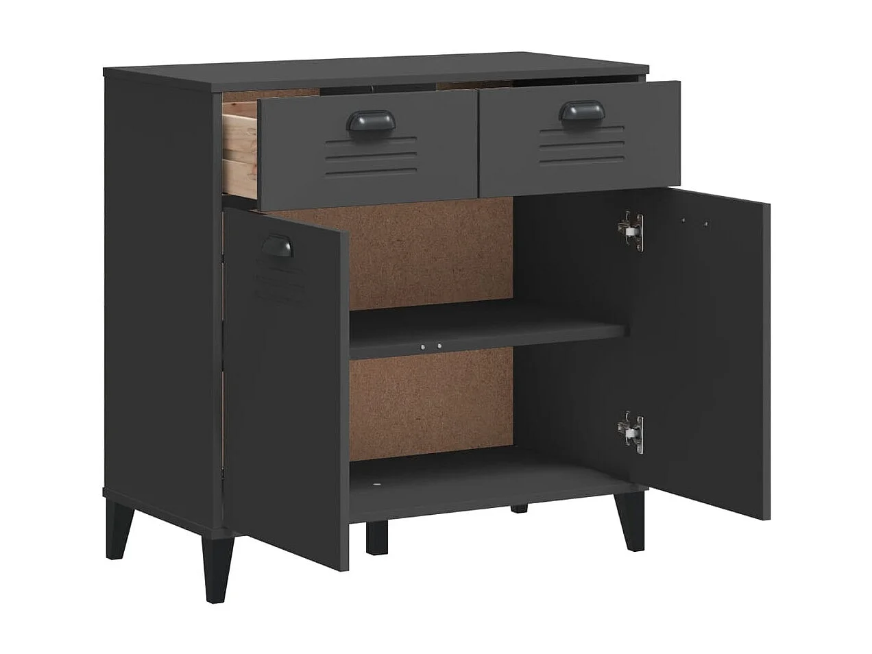 Dressoir VIKEN 80x40x80 cm bewerkt hout antracietgrijs