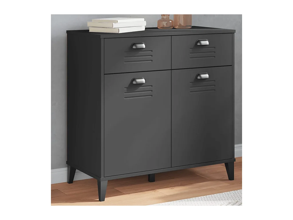 Buffet VIKEN gris anthracite 80x40x80 cm bois massif de pin