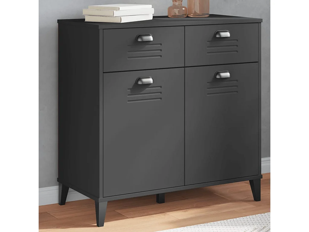 Buffet VIKEN gris anthracite 80x40x80 cm bois massif de pin