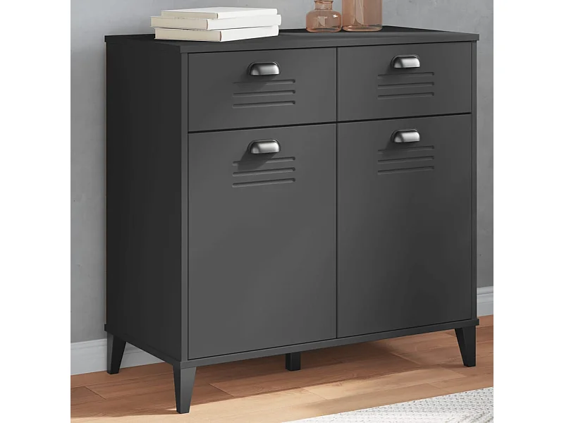 Buffet VIKEN gris anthracite 80x40x80 cm bois massif de pin