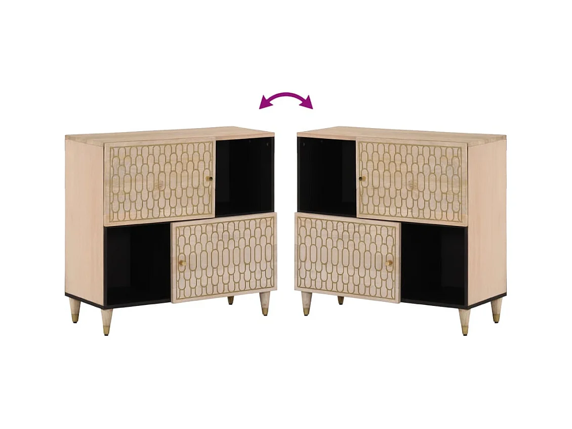 Armario auxiliar madera maciza de mango 80x33x75 cm