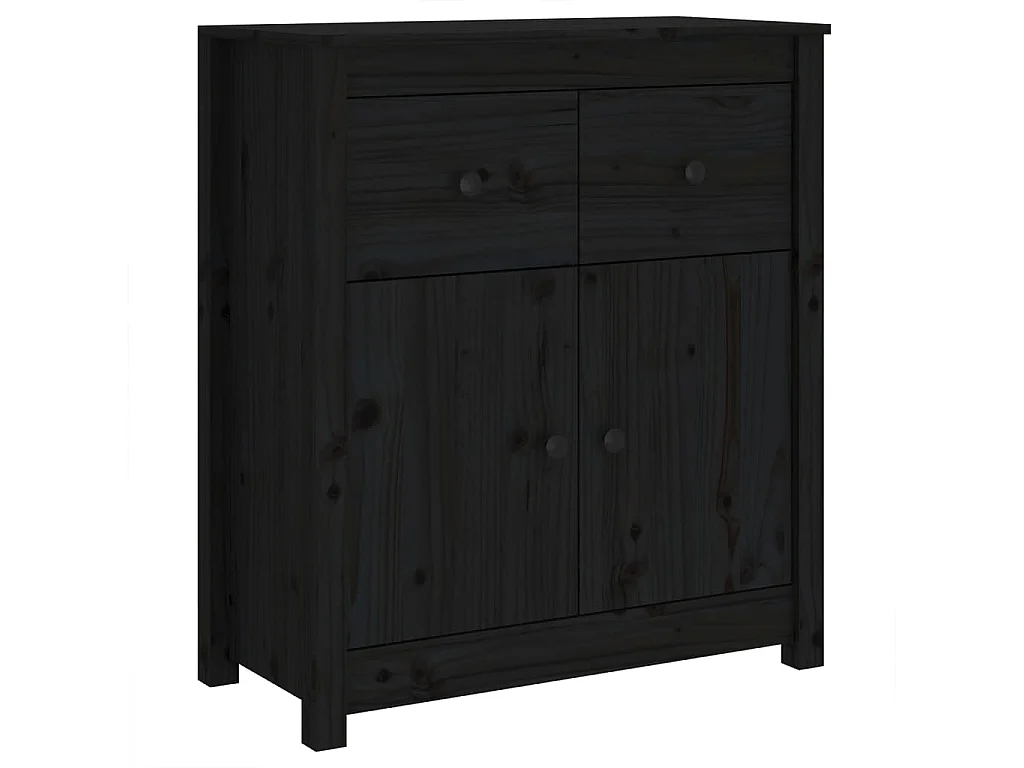 Buffet Noir 70x35x80 cm Bois massif de pin