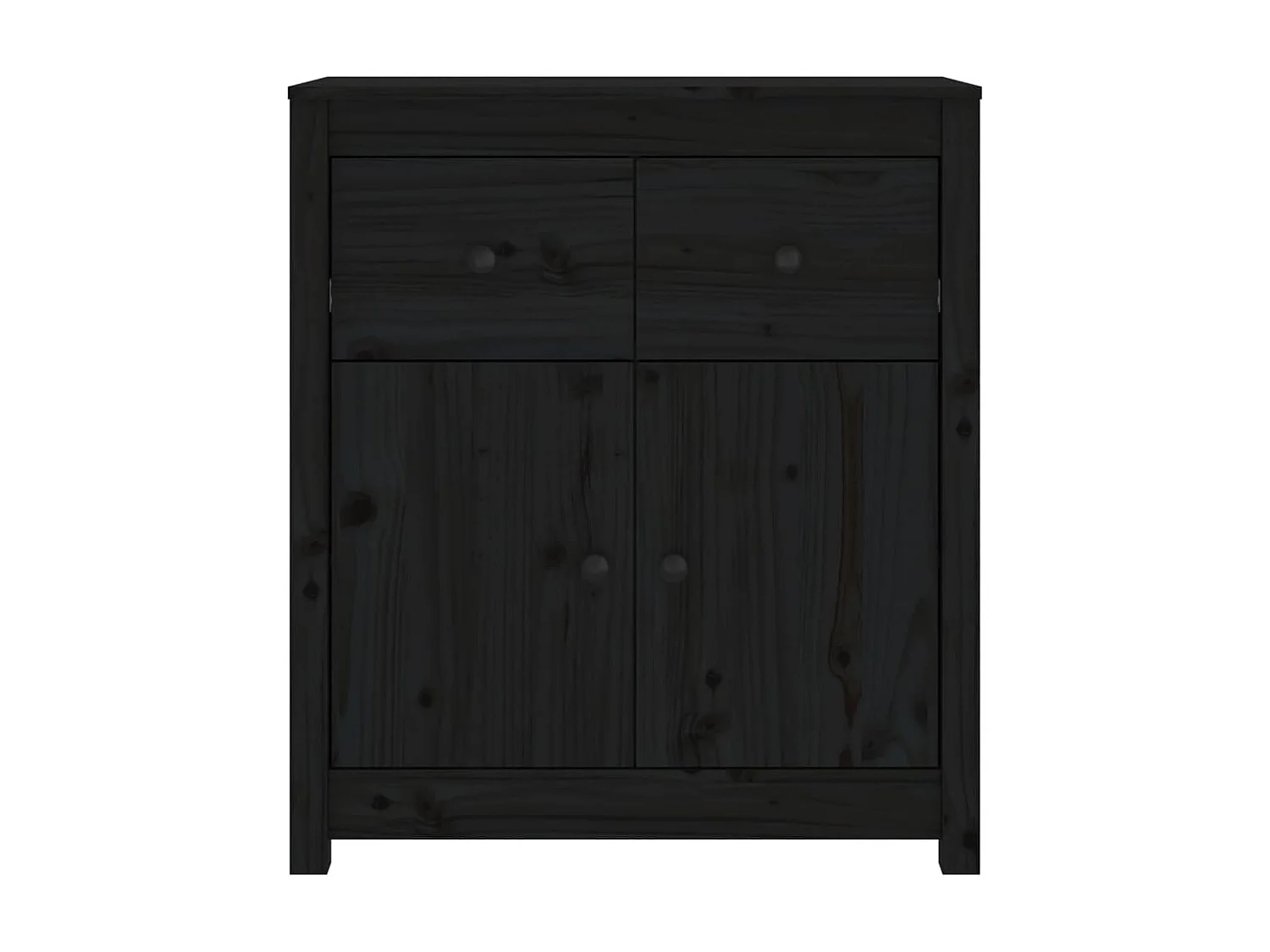 Buffet Noir 70x35x80 cm Bois massif de pin