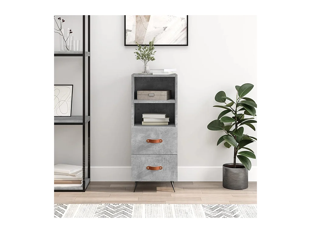 Buffet Gris béton 34,5x34x90 cm Bois d'ingénierie