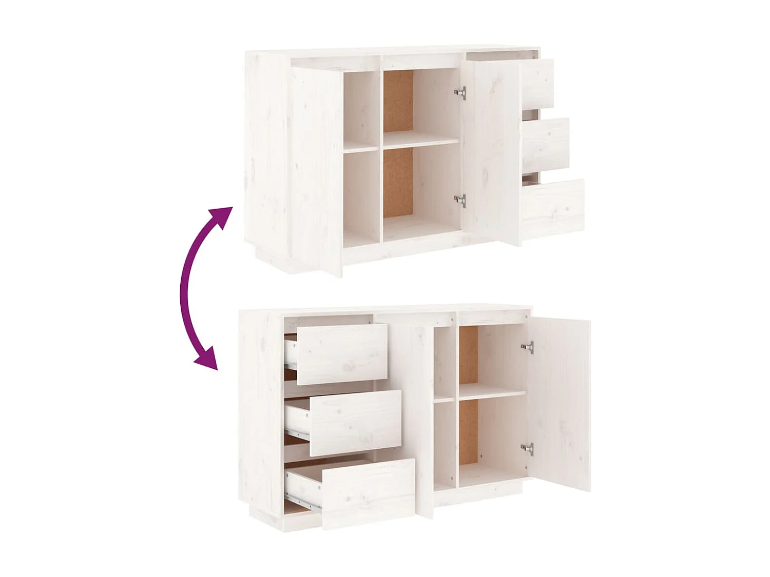 Dressoir 111x34x75 cm massief grenenhout wit