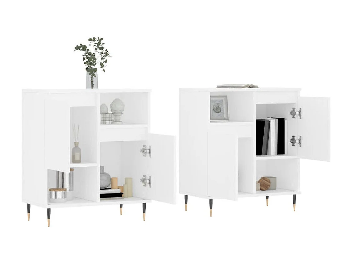 Dressoirs 2 st bewerkt hout wit