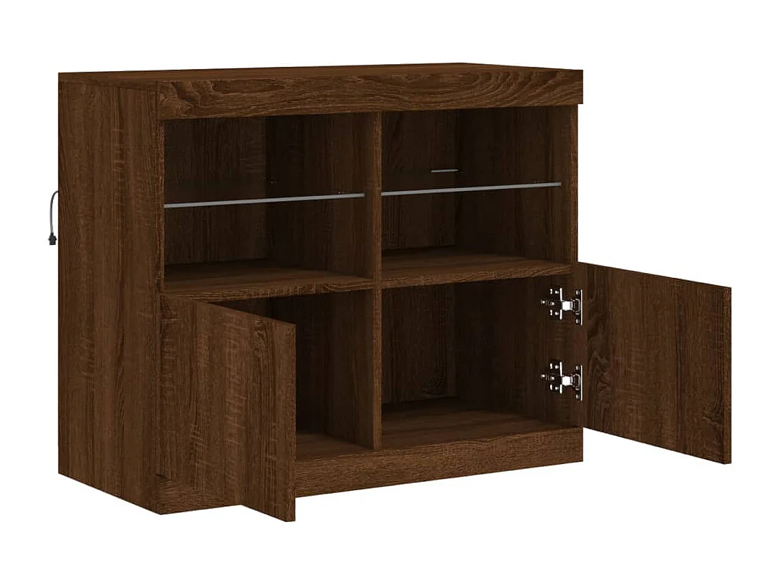Buffet avec lumières LED chêne marron 81x37x67 cm