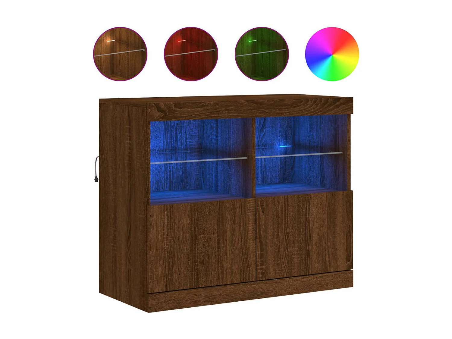 Buffet avec lumières LED chêne marron 81x37x67 cm