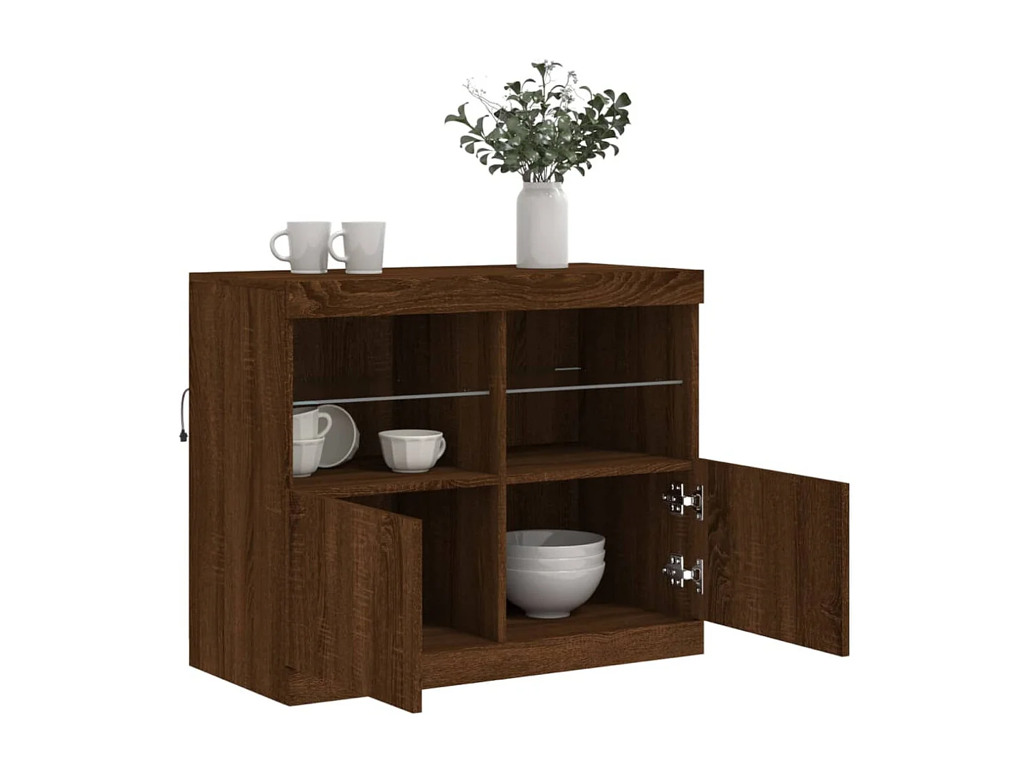 Buffet avec lumières LED chêne marron 81x37x67 cm