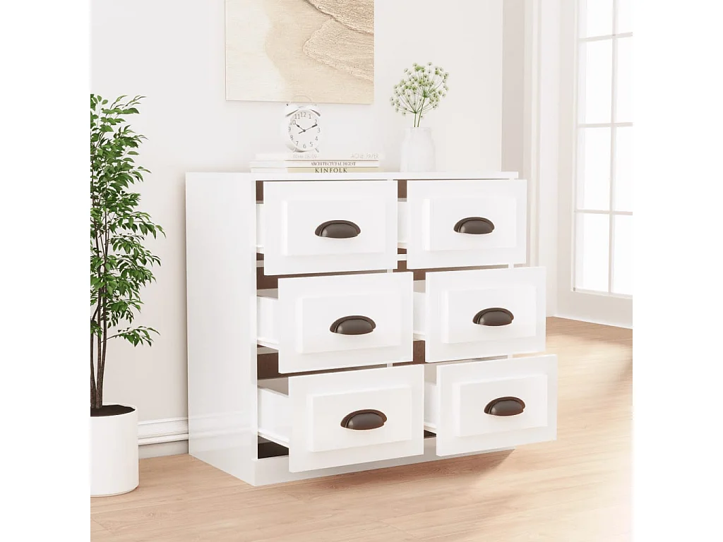 Dressoir 70x35x67,5 cm bewerkt hout hoogglans wit