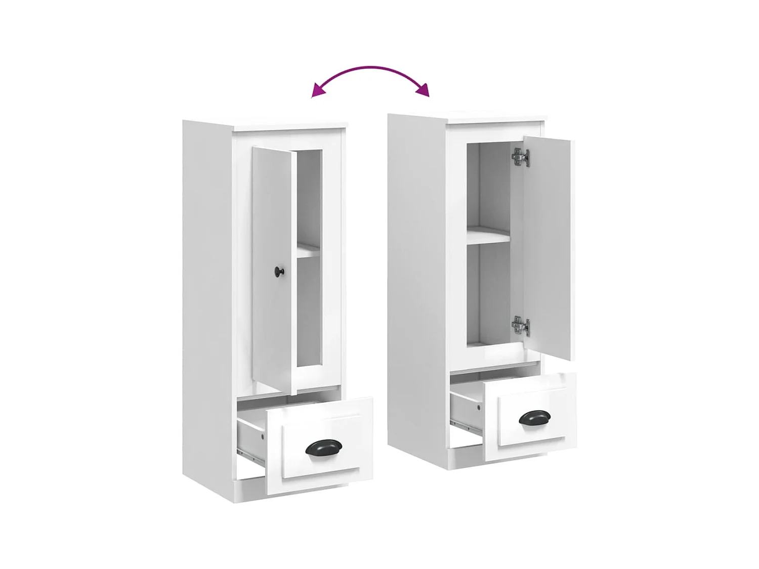 Aparador madera contrachapada blanco brillo 36x35,5x103,5 cm