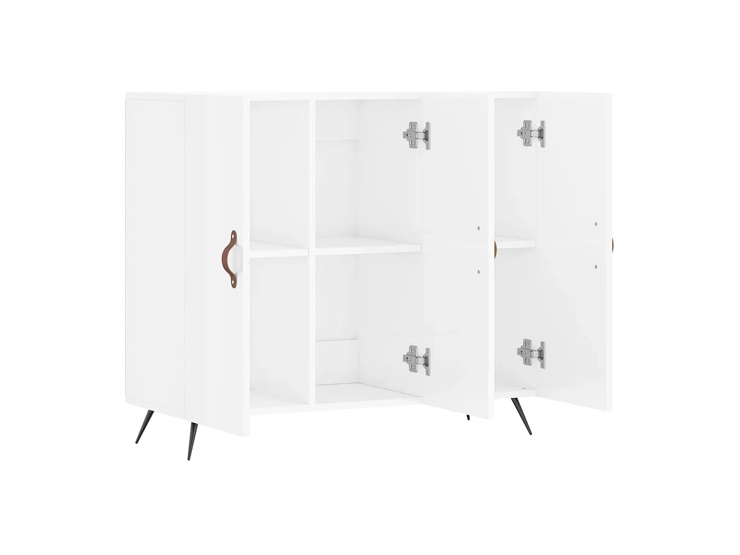 Buffet blanc brillant 90x34x80 cm bois d'ingénierie