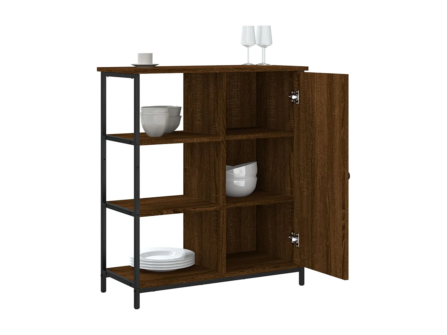 Buffet chêne marron 70x30x80 cm bois d'ingénierie