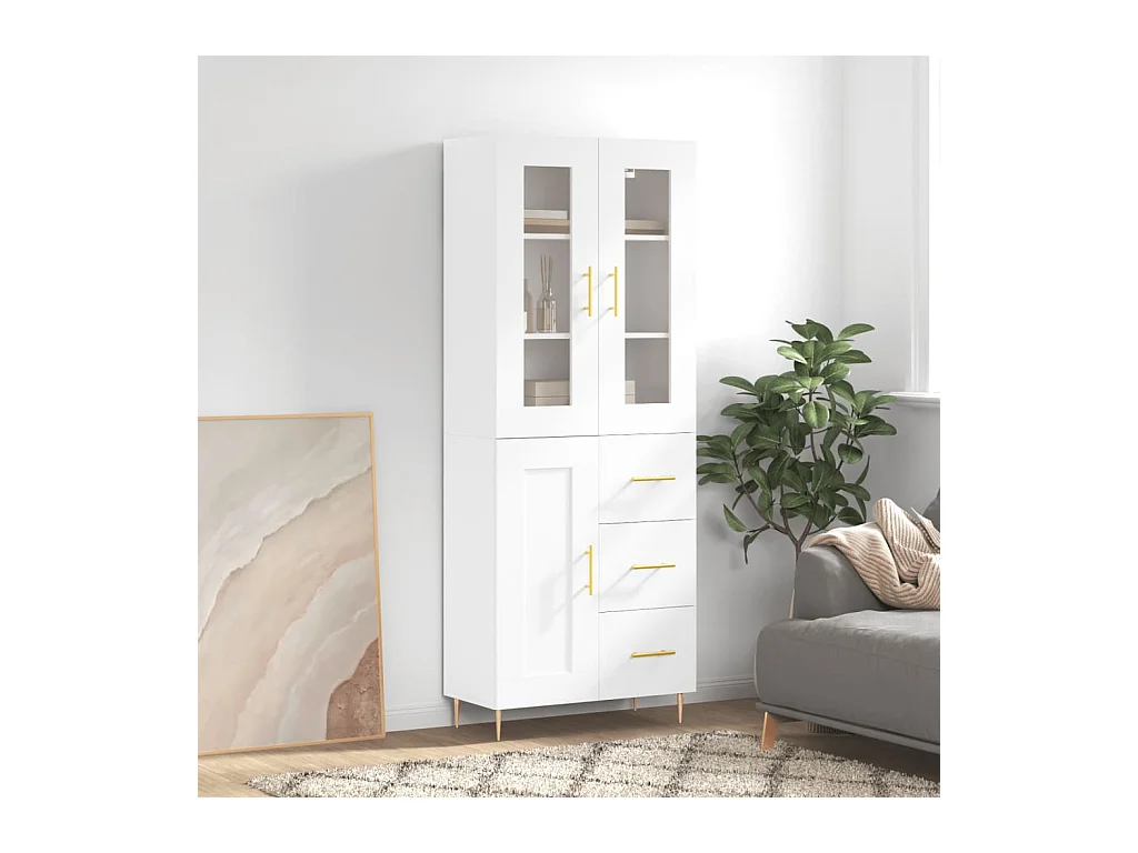 Buffet haut Blanc 69,5x34x180 cm Bois d'ingénierie