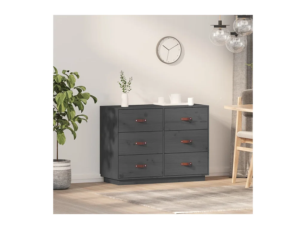 Buffet Gris 100x40x75 cm Bois massif de pin