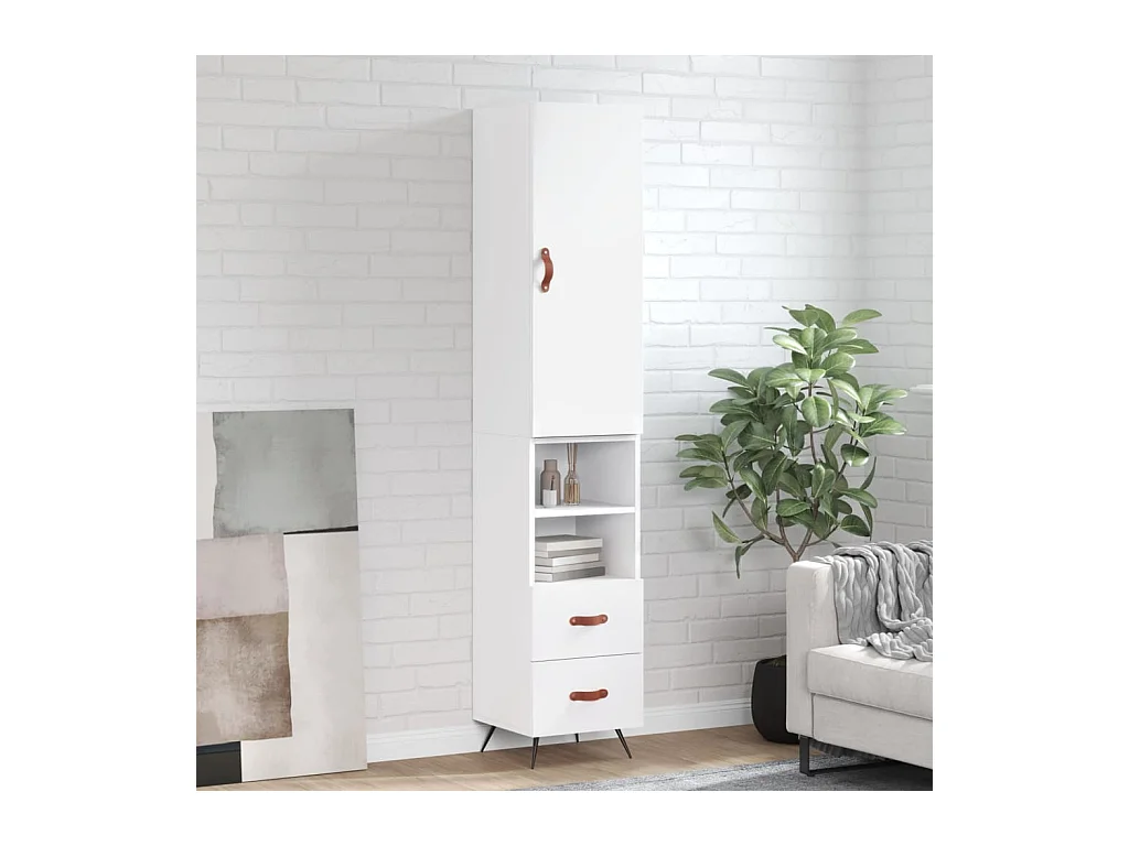 Buffet haut Blanc 34,5x34x180 cm Bois d'ingénierie