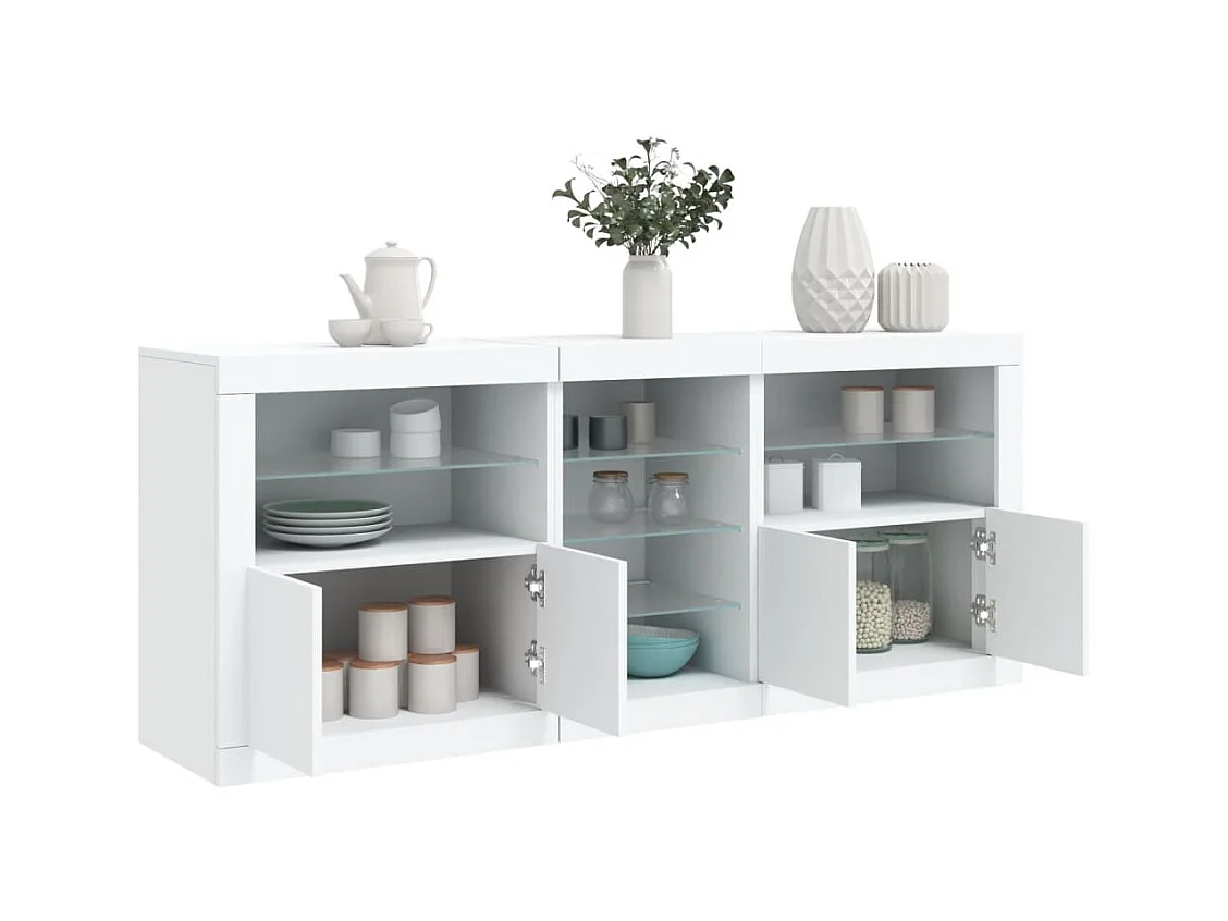 Buffet avec lumières LED blanc 181,5x37x67 cm