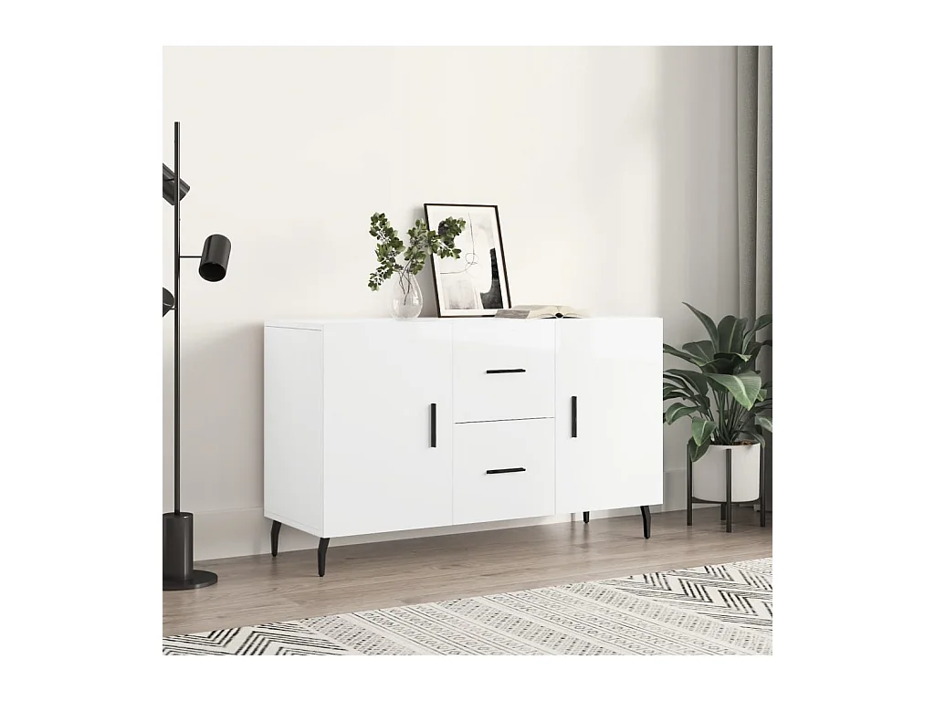 Buffet blanc brillant 100x36x60 cm bois d'ingénierie