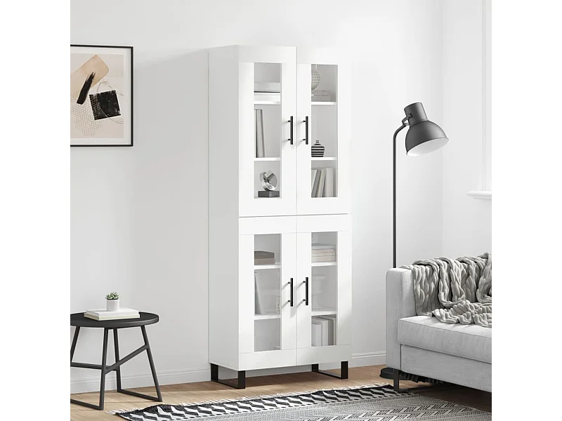 Buffet haut Blanc 69,5x34x180 cm Bois d'ingénierie